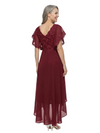 ChicSew Modern High-Low Chiffon A-Line Mother Of The Bride Dresses Flutter Sleeves Lace V-Neck Gown