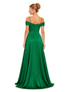 ChicSew Elegant Cold Shoulder Boning Side Slit A-Line Floor-Length Satin Bridesmaid Dresses