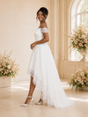 ChicSew Elegant Off The Shoulder Lace Chiffon A-Line High-Low Wedding Dress