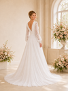 ChicSew Sexy Deep V-Neck A-Line Long Sleeves Floor-Length Lace Tulle Wedding Dresses