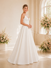ChicSew Classy Satin V-Neck A-Line Spaghetti Straps Floor-Length Wedding Dresses