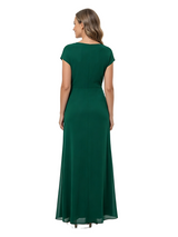 ChicSew Cowl Neck Short Sleeve Chiffon Floor Length Sheath Mother of the Bride Dress