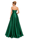 ChicSew Sexy Strapless Soft Satin Ruched A-Line Floor-Length Bridesmaid Dress