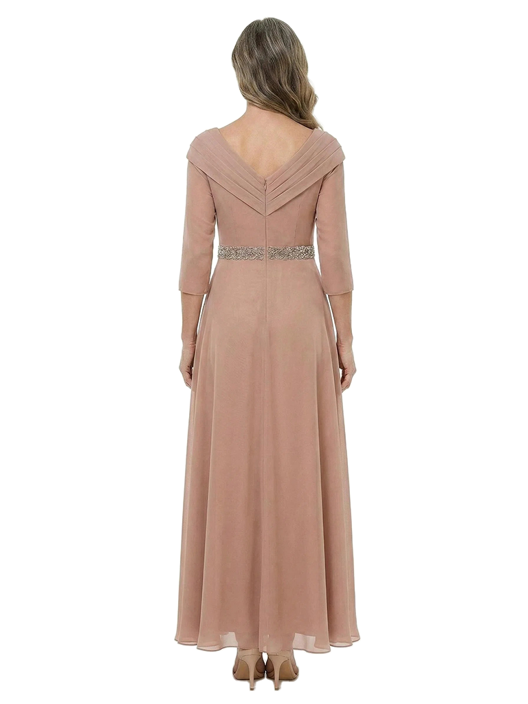 ChicSew Fancy 3/4 Sleeves V-Neck Chiffon A-Line Mother Of The Bride Gowns Floor-Length With Beading
