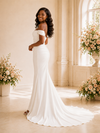 ChicSew Elegant Off The Shoulder Ruching Crepe Mermaid Long Wedding Dress
