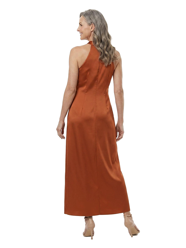 ChicSew Halter Sleeveless Satin Tea Length Sheath Mother of the Bride Dress