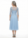ChicSew Jewel 3/4 Sleeves A-Line Chiffon Tea-Length Lace Mother Of The Bride Dress