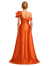 ChicSew Fancy One Shoulder Satin Formal Bridesmaid Gown With Oversized Bow Knot Mermaid Dresses