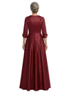 ChicSew Classy V-Neck Satin A-Line Mother Of The Groom Gown With Lace Applique Long Sleeves