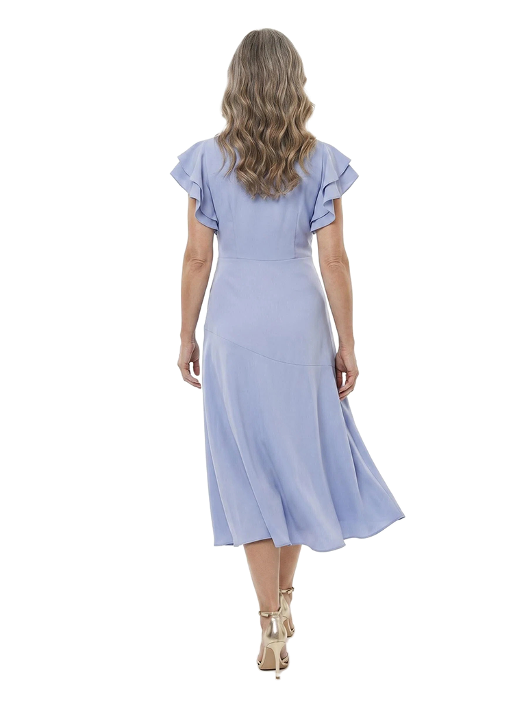 ChicSew Flutter Sleeves V-Neck Chiffon A-Line Midi Mother Of The Groom Dress With Ruffle