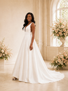 ChicSew Simple V-Neck Satin A-Line Sleeveless Floor-Length Wedding Dress