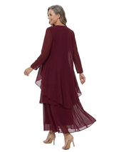 ChicSew Unique Two Piece A-Line Long Sleeves Chiffon Mother Of The Groom Dresses