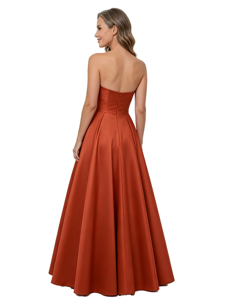 ChicSew Classy Strapless A-Line Pleated Satin Mother Of The Groom Dress Floor Length