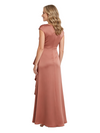 ChicSew Cap Sleeves Soft Satin Floor-Length Mermaid Mother Of The Bride Dress With Ruffle