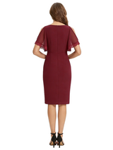 ChicSew Mother Of The Bride Cocktail Dresses Chiffon Knee-Length With Flutter Sleeves