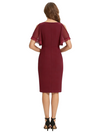ChicSew Mother Of The Bride Cocktail Dresses Chiffon Knee-Length With Flutter Sleeves