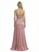 Elegant Spaghetti Straps V-Neck Side Slit Boning Mermaid Formal Gown Floor-Length Prom Dress