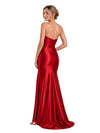 ChicSew Sexy Strapless Sweetheart Cutout Mermaid Satin Side Slit Ruched Maxi Bridesmaid Dress