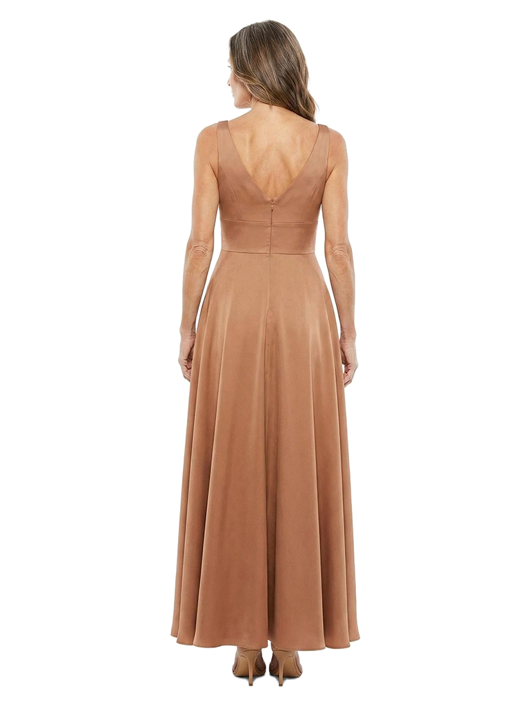 ChicSew Timeless Sleeveless V-Neck Silky Satin Full Length A-Line Mother Of The Bride Dresses