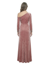 ChicSew Elegant Asymmetrical Velvet Beaded Long Sleeves Mother Of The Groom Dresses Side Slit Sheath Gowns