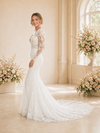 Chicsew Fancy V-Neck Long Sleeves Lace Mermaid Floor-Length Wedding Dress