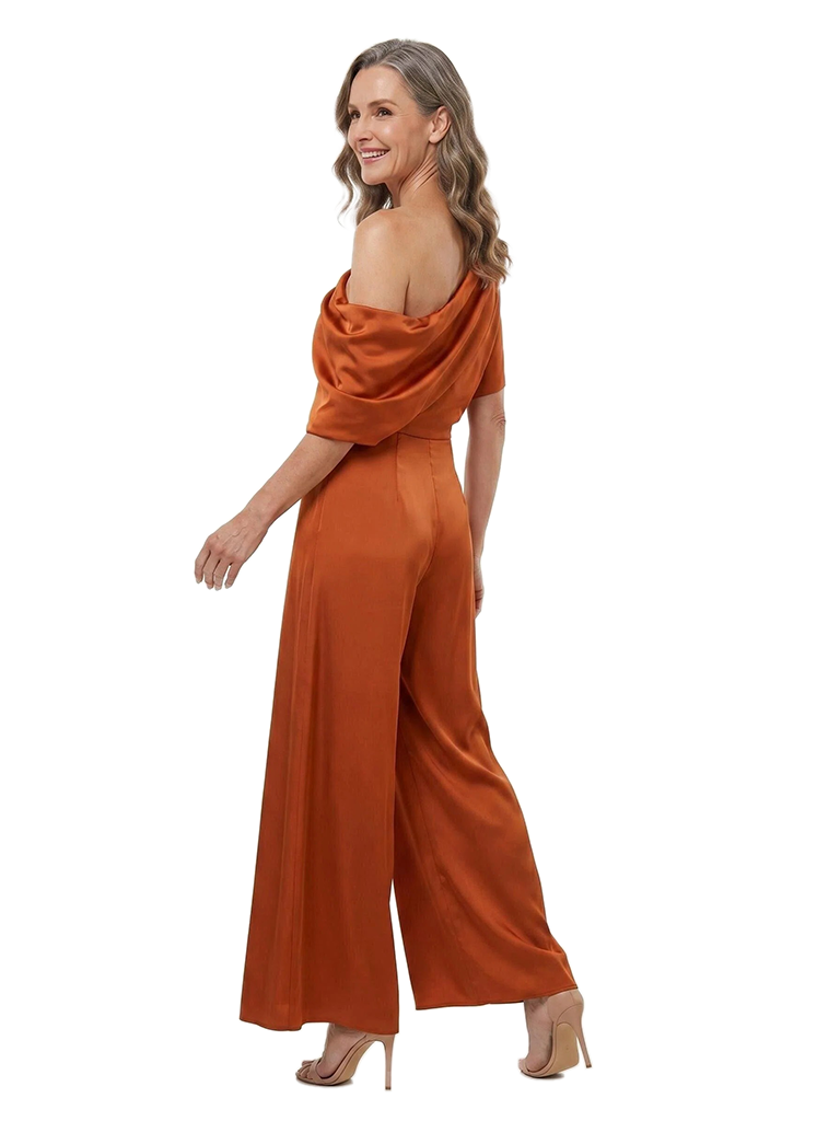 ChicSew Asymmetrical Satin Wide Leg Mother of the Bride Jumpsuit