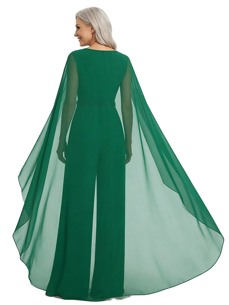 ChicSew Scoop Cape Sleeves Jumpsuit Fancy Mother of the Bride Dresses