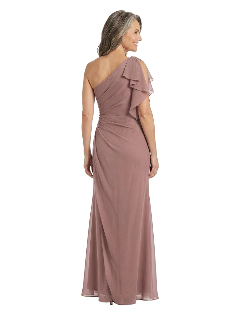 ChicSew Asymmetric One Shoulder Ruched Chiffon Mermaid Mother Of The Bride Dresses Slit