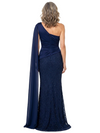 ChicSew Modern Beaded Satin Mother Of The Groom Dresses One Shoulder Mermaid Floor Length Formal Evening Gown With Drape