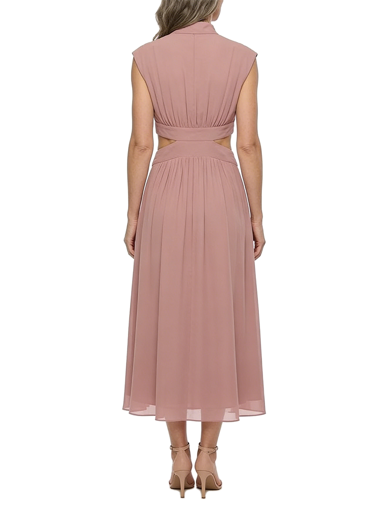 ChicSew Fancy High-Neck Sleeveless Tea-Length Chiffon Mother Of The Groom Dress With Cutout