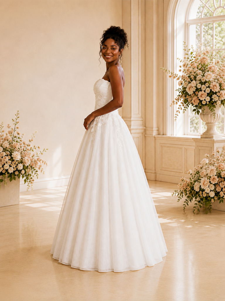 ChicSew Elegant Sweetheart A-Line Lace Tulle Maxi Wedding Dress With Applique