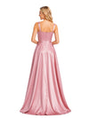 ChicSew Unique Square Neck Bow Tie A-Line Floor Length Satin Flowy Wedding Bridesmaid Dresses