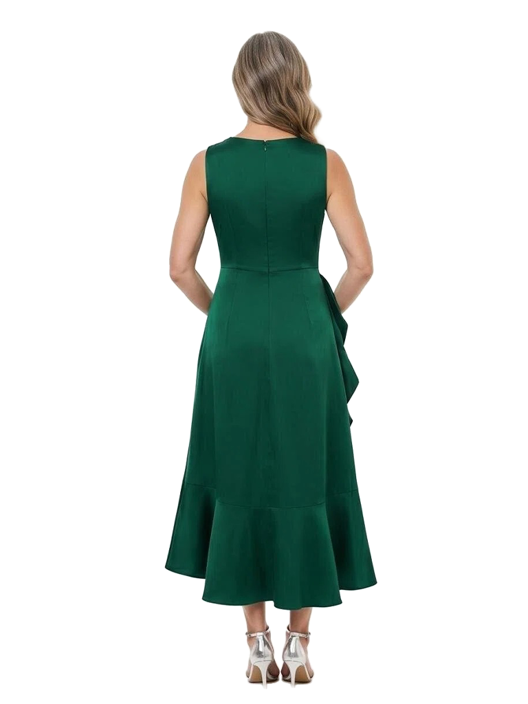ChicSew Elegant Round Neck Silky Satin Mother Of The Bride Dress Tea-length A-Line Gown