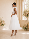 ChicSew Elegant Spaghettt Straps Boning Tulle A-Line Tea-Length Wedding Dress