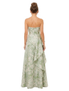 Chicsew Elegant Floral Strapless Ruched Floor-Length Mother of The Bride Dress
