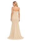 Chicsew V-Neck Spaghetti Straps Pleats Sleeveless Chiffon Mermaid Long Bridesmaid Dresses