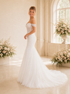 ChicSew Elegant Off The Shoulder Mermaid Lace Applique Boning Long Wedding Dress With Button