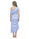 ChicSew Modern Asymmetrical Neck Ruched Satin Mother Of The Bride Dress In Elegant Midi Length