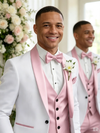 Color Blocking 3 Piece Men's Suit with Regular Fit and Sophisticated Peak Lapel