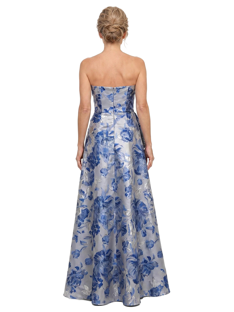 Chicsew Floral Strapless Ruched Floor-Length A-Line Mother of The Bride Dress