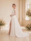 ChicSew Elegant Illusion Long Sleeves Satin Lace Appliques Mermaid Maxi Wedding Dress