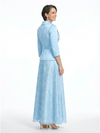 ChicSew V-Neck Long Sleeve Lace Satin A-Line Floor-Length Elegant Mother of the Bride Dresses