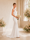 ChicSew Elegant Sleeveless V-Neck Crepe Mermaid Maxi Long Wedding Dresses