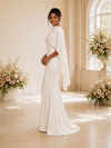 ChicSew Unique Sleeveless Satin Mermaid Floor-Length Wedding Dress With Cape