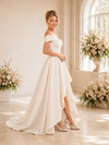 ChicSew Classy A-Line Off The Shoulder Pleated Crepe High-Low Long Wedding Dress
