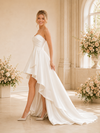 ChicSew Classy Sweetheart Ruching Sleeveless Satin A-Line High-Low Wedding Dress