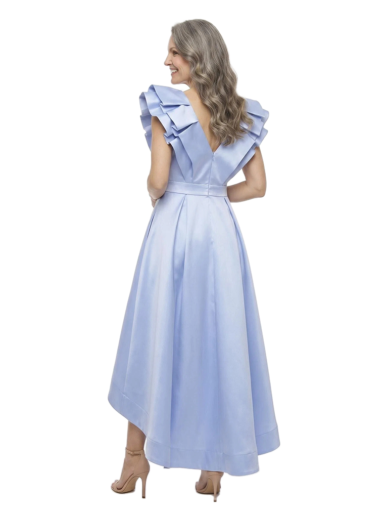 ChicSew Classy V-Neck Soft Satin A-Line Mother Of The Groom Dresses High-Low Maxi Sleeveless Gown