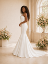 ChicSew Fancy Sweetheart Mermaid Satin Floor-Length Wedding Dress With Button