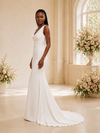 ChicSew Modern Spaghetti Straps Sleeveless Crepe Mermaid Maxi Wedding Dress