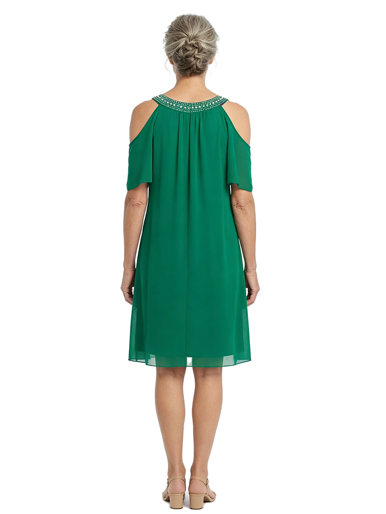 ChicSew Modern Cold Shoulder Chiffon Plus Size Mother Of The Bride Dresses That Hide Belly